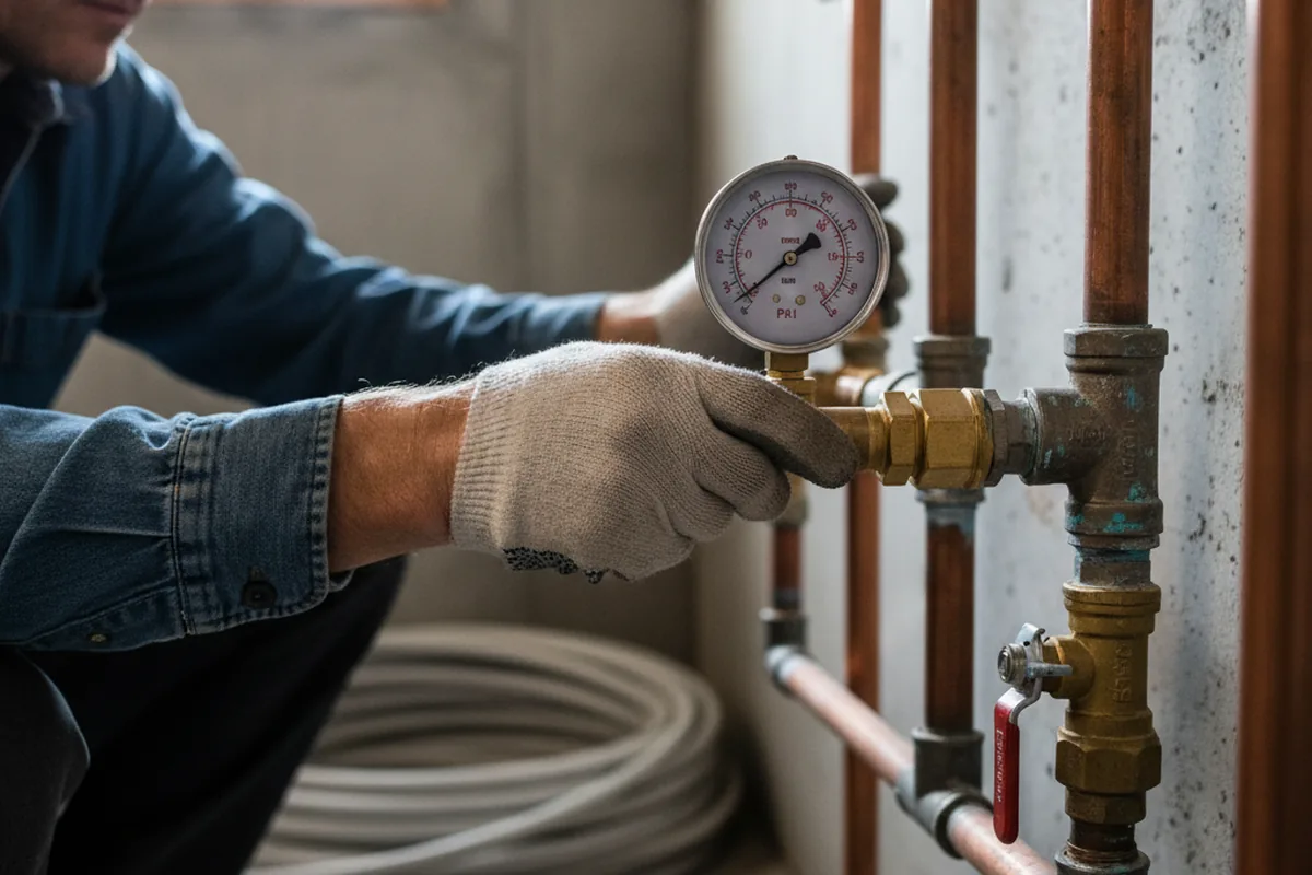 Pressure testing a repaired line during Water Line Repair in Lees Summit